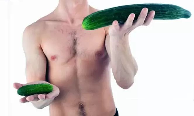 dimensioni del pene piccole e grandi usando i cetrioli come esempio